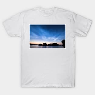 Night shining clouds over lake in Finland T-Shirt